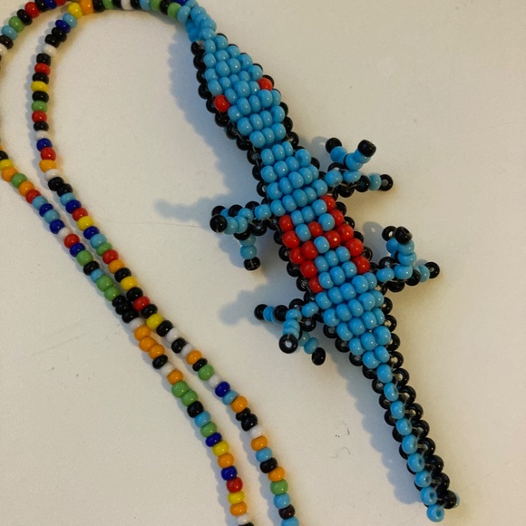 Source Unknown Jewelry - CLEARANCE Handmade colorful rainbow 🌈 beaded Gecko 🦎 necklace lanyard